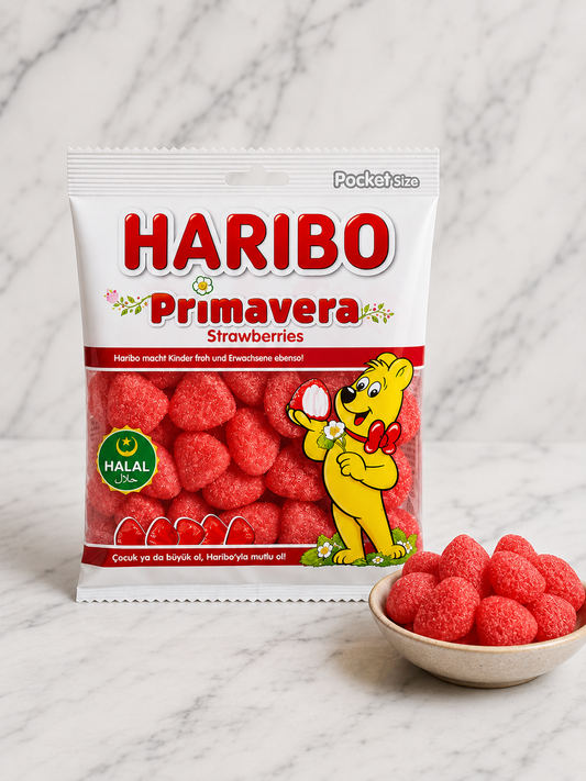 Haribo Primavera Strawberries  Halal 80g