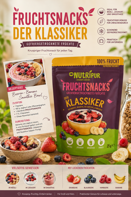 Gefriergetrocknete Erdbeere und Banane