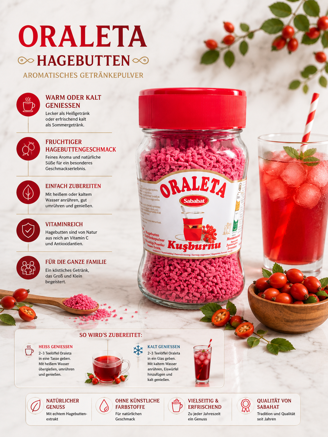 Tee mit Hagebuttengeschmack