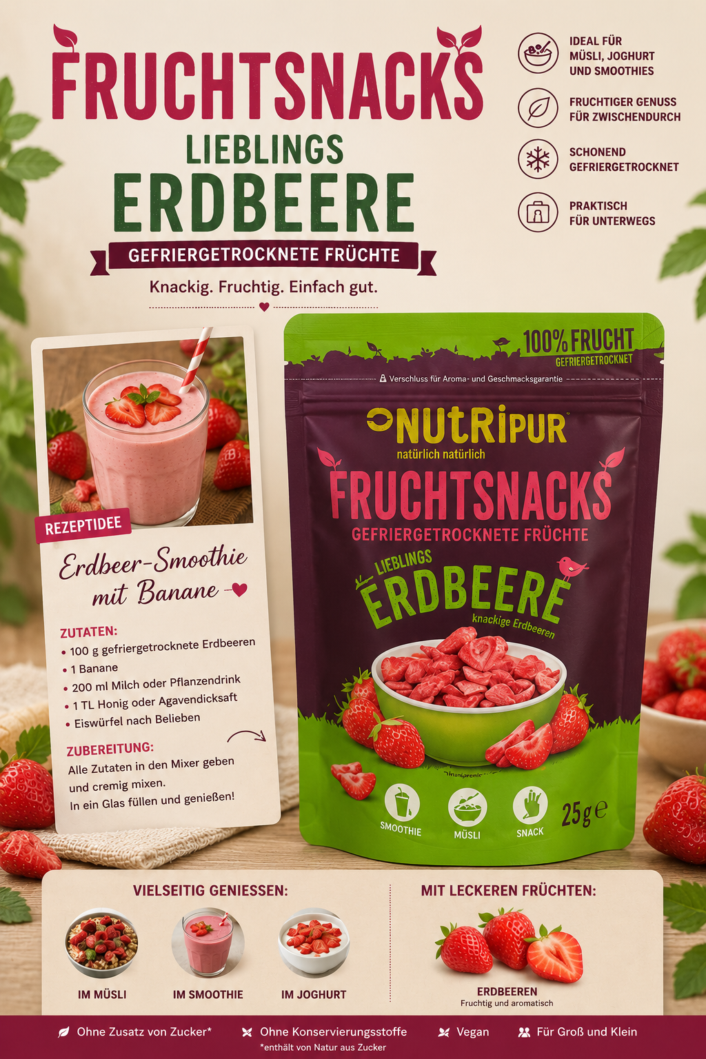 Gefriergetrocknete Erdbeeren