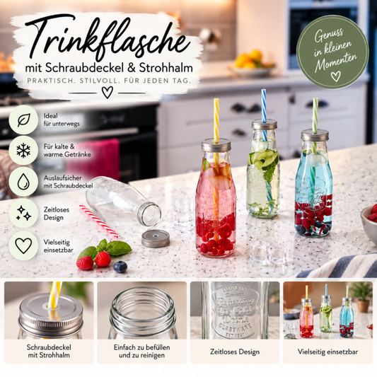 Glas mit Trinkhalm pro Stück