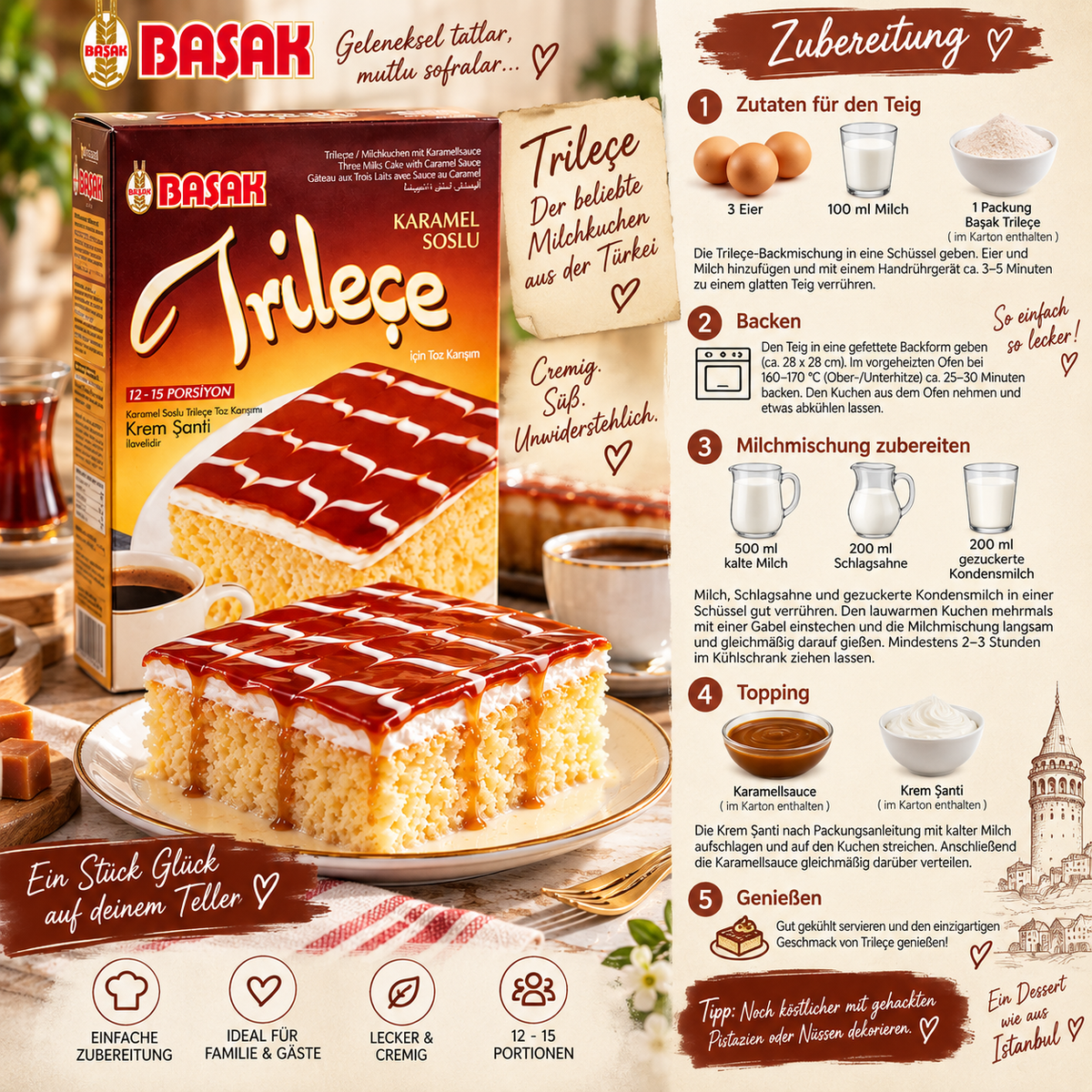 Backmischung BASAK Kuchenmischung mit Karamellsauce HALAL